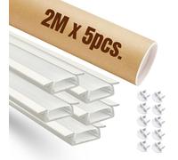 Evotrade - Confezione Promo 2M x 5 Profili LED in Alluminio ad Incasso con Cover per Strisce LED e Tappi, Illuminazione Interni e Mobili, Installazione Facile - Colore Bianco