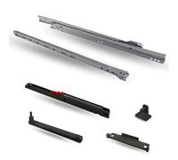 EVOTRADE GAMMA COMPLETA - Coppia di Guide a Rullo, Binari a Rotella per Cassetti con Fissaggio a Vite Compatibili Ikea - Per legno e Metallo, 30kg di portata (Con Chiusura Ammortizzata, 300 mm)