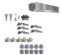 EVOTRADE Kit di Ferramenta FOLDING per Armadi o Nicchie a Muro Pieghevoli con 2 Ante Max 50Kg e Spessore Max 30mm - Kit 1 Binario da 2 Metri, Cerniere Mezzo Collo e Gruppo Carrello, Chiusura Soft