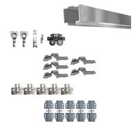 EVOTRADE Kit di Ferramenta FOLDING per Armadi o Nicchie a Muro Pieghevoli con 2 Ante Max 50Kg e Spessore Max 30mm - Kit 1 Binario da 2 Metri, Cerniere Collo Alto e Gruppo Carrello, Chiusura Soft