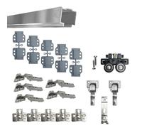 EVOTRADE Kit Ferramenta FOLDING per Armadi o Nicchie a Muro con 1 Anta Pieghevole a Libro Max 50Kg e Spessore Max 30mm - Kit 1 Binario da 2 Metri, Cerniere Mezzo Collo e Gruppo Carrello, Chiusura Soft