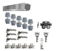 EVOTRADE Kit Ferramenta FOLDING per Armadi o Nicchie a Muro con 1 Anta Pieghevole a Libro Max 50Kg e Spessore Max 30mm - Kit 1 Binario da 2 Metri, Cerniere Collo Zero e Gruppo Carrello, Chiusura Soft