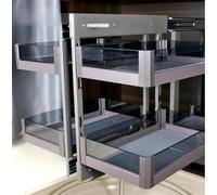 Evotrade Meccanismo 4 Cestelli Angolari Scorrevoli, Estrazione Totale e Chiusura Ammortizzata - Cestello Cucina Estraibile con 4 Vassoi Mobile Base Angolo Angolare (Luxury)
