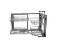 Evotrade Meccanismo 4 Cestelli Angolari Scorrevoli, Estrazione Totale e Chiusura Ammortizzata - Cestello Cucina Estraibile con 4 Vassoi Mobile Base Angolo Angolare
