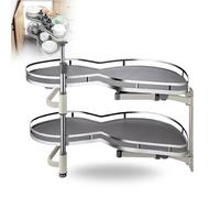 Evotrade Meccanismo Base Angolo Cestello Estraibile Ammortizzato Cucina - Vassoio a 2 Livelli per Armadio Mobile Cucina Angolare (Base Angolo 120 cm - Apertura Anta Sinistra)