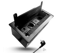 Evotrade Multipresa a Scomparsa 2 Prese Schuko + USB A+C 10W, HDMI, RJ45 | Chiusura Ammortizzata, Ideale per Scrivanie, Cucine e Piani di Lavoro 3600W, Cavo 1,5 m, Foro 253x117 mm; Colore Nero