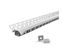 Evotrade Profilo Per Piastrelle Ceramic Line Con Canalina Per Illuminazione Led Barre 2m Incasso A Scomparsa + Cover Luce Continua (Angolo Interno)