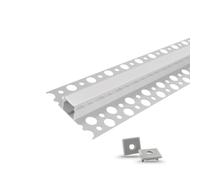 Evotrade Profilo Per Piastrelle Ceramic Line Con Canalina Per Illuminazione Led Barre 2m Incasso A Scomparsa + Cover Luce Continua (Piatto - Flat)
