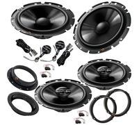 EvoTuning Kit 6 Casse Altoparlanti compatibile con Pioneer TS-G170C+1720F per VW Golf V MK5 dal 2003 al 2008 Anteriori e Posteriori + 4 Anelli Adattatori + 4 Cavi/connettori (no plug and play)