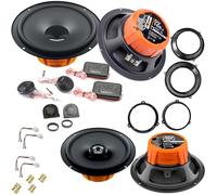 EvoTuning Kit 6 Casse Altoparlanti per Fiat Panda 169 dal 2003 al 2012 Anteriori e Posteriori compatibile con Hertz DSK165.3+DCX165.3 Set 2 Woofer 2 Tweeter 2 Coassiali 4 Anelli 4 Cavi +2 Griglie TW