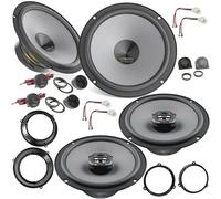 EvoTuning Kit 6 Casse Altoparlanti per Fiat Panda 169 dal 2003 al 2012 compatibile con Hertz K165+X165 Anteriori e Posteriori + 4 Anelli Adattatori da 165mm + 2 Cp Cavi + 1 Cp Griglie Tweeter