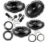 EvoTuning Kit 6 Casse Altoparlanti per Fiat Panda 169 dal 2003 al 2012 compatibile con Pioneer TS-G170C+TS-F1720F Anteriori e Posteriori con + 4 Anelli Adattatori 165mm + 4 Cavi + 1 Cp Griglie Tweeter