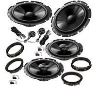 EvoTuning Kit 6 Casse Altoparlanti per VW Golf VI Mk6 dal 2008 al 2012 compatibile con Pioneer TS-G170C+TS-F1720F Anteriori e Posteriori + 4 Anelli Adattatori + 4 Cavi/connettori (no plug and play)