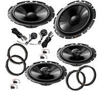 EvoTuning Kit 6 Casse Altoparlanti per VW Golf VII Mk7 dal 2012 al 2021 compatibile con Pioneer TS-G170C+TS-F1720F Anteriori e Posteriori + 4 Anelli Adattatori + 4 Cavi/connettori (no plug and play)