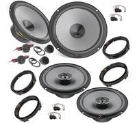 EvoTuning Kit 6 Casse Altoparlanti per VW Polo 9N 6R 6C dal 2002 al 2024 compatibile con Hertz K165+X165 Anteriori e Posteriori con Set 4 Anelli Adattatori + 4 Cavi Connettori