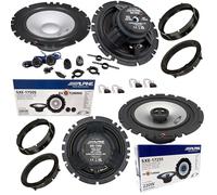 EvoTuning Kit 6 Casse Altoparlanti per VW T-Cross Anteriori e Posteriori compatibile con Alpine Sxe-1750S+Sxe-1725S Set 2 Woofer 2 Tweeter 2 Coassiali 4 Anelli 4 Cavi (no plug and play)