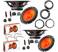 EvoTuning Kit 8 Casse Altoparlanti Anteriori e Posteriori per Fiat Panda 169 dal 2003 al 2011, compatibile con JBL Stage 162CF, Set 4 Woofer 165 mm +4 Tweeter con Griglie +4 Anelli e Cavi Connettori