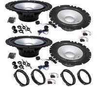 EvoTuning Kit 8 Casse Altoparlanti compatibile con Alpine SXE-1750S per VW Jetta VI VII dal 2010 al 2024 Anteriori e Posteriori + 4 Anelli Adattatori + 4 Cavi/connettori (no plug and play)