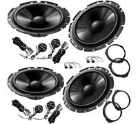 EvoTuning Kit 8 Casse Altoparlanti per Alfa Romeo Giulietta dal 2010 Compatibile con Pioneer Ts-g170C Anteriori e Posteriori Set 4 Woofer 4 Tweeter 4 Anelli Adattatori 4 Connettori (NO Plug and Play)