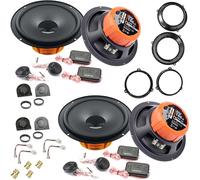 EvoTuning Kit 8 Casse Altoparlanti per Fiat Panda 169 dal 2003 al 2012 Anteriori e Posteriori compatibile con Hertz DSK165.3 Set 4 Woofer 4 Tweeter 4 Anelli 4 Cavi 4 Grigie Tweeter (No Plug and Play)