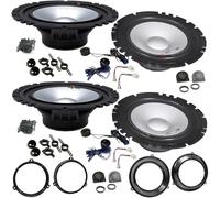 EvoTuning Kit 8 Casse Altoparlanti per Fiat Panda II 169 dal 2003 al 2012 Anteriori e Posteriori compatibile con Alpine SXE-1750S Set 4 Woofer 4 Tweeter+Griglie 4 Anelli+Cavi Adattatori