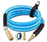 EVOULTES Kit tubo dell'aria da 0,9 cm x 1,8 m con limitatori di piegatura, tubo ibrido per compressore d'aria con raccordo NPT girevole a 360° e raccordi ad aria a connessione rapida, tubo pneumatico