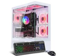 Evounic Computer desktop PC da gioco bianco - i7 Xeon E5 3.20GHz, Radeon RX 580 8GB, 16GB RAM, 512GB SSD + 1TB HDD, WiFi 6 & BT 5.4, 9× Ventole ARGB, Win 11 Pro, Torre di gioco ad alte prestazioni