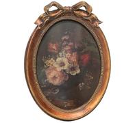 EvruCexul Cornice portafoto vintage, 13 x 17 cm, con fiocco ovale e vetro frontale, lussuosa da appendere alla parete, idea regalo (bronzo antico)