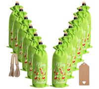 EVRWO Sacchetti di iuta per vino verde, 12 sacchetti riutilizzabili con cordoncino, etichette e corde, per feste, compleanni, viaggi, degustazioni alla cieca, conservazione della casa
