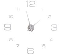 EVTSCAN Adesivo per orologio da parete 3D in acrilico fai da te Grande orologio da parete moderno per la decorazione della stanza dell'ufficio domestico(Argento)
