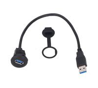 EVTSCAN Cavo da incasso per montaggio su auto USB 3.0, lunghezza 1 piede, accoppiamento filettato a vite, cavo per montaggio a pannello da femmina a maschio