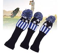 EVTSCAN Coprimazza da golf in filato di lana lavorato a maglia per protezione per la testa del mazza da golf in legno n.1/3/5 3 coperture in 1 set(blue)