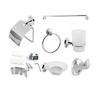 EVTSCAN Set di accessori per wc da bagno per montaggio a parete 6 pezzi Portasciugamani Portasapone per spazzolino da denti