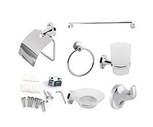 EVTSCAN Set di accessori per wc da bagno per montaggio a parete 6 pezzi Portasciugamani Portasapone per spazzolino da denti