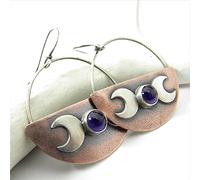 EVURU Orecchini in zircone viola con intarsio rotondo vintage orecchini pendenti intagliati in metallo color argento creativi classici gioielli per donna 1 paio