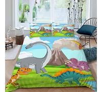 EVURUUMT Set biancheria da letto Jurassic Ice Age Dinosaur Park, Foresta Cartoon Animals Ragazze Ragazzi Bambini Camera singola/doppia, copripiumino singolo 140x200 Copripiumino dinosauro