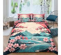 EVURUUMT Set Copripiumino Giapponese con Motivo di Fiori di Ciliegio - Morbidezza ed Eleganza per il Tuo Letto, Comfort Superiore e Stile Raffinato, Copripiumino Matrimoniale 260x240