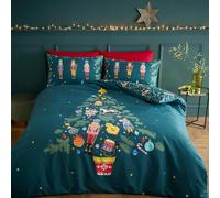 EVURUUMT Set di biancheria da letto a fumetti,schiaccianoci decorazione per la camera dei bambini a tema vacanze di Natale,copripiumino singolo 140x200 copripiumino natalizio