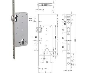 EVVA Serratura a rullo a mortasa E720