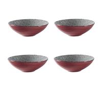 Evviva Piatti Fondi, Set da 4, in Stoneware, 4 Piatti Fondi da 18 cm, Moderni e Colorati, Motivi Geometrici. Modello: Althea, Labirinto