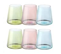 Evviva Set 6 Bicchieri acqua 400 ml, in vetro con decoro verticale - Reale (Multicolor)