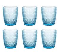 Evviva Set 6 Bicchieri acqua in vetro decorato 320 ml - Mozart (Azzurro)