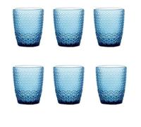 Evviva Set 6 Bicchieri acqua in vetro decorato 320 ml - Mozart (Blu)