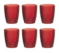 Evviva Set 6 Bicchieri acqua in vetro decorato 320 ml - Mozart (Rosso)