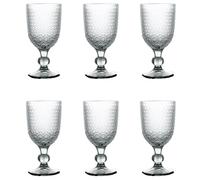 Evviva Set 6 calici vino 300 ML in vetro colorato e decoro geometrico a rilievo Mozart (Grigio Fumo)