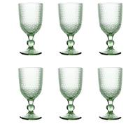 Evviva Set 6 calici vino 300 ML in vetro colorato e decoro geometrico a rilievo Mozart (Verde)