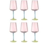 Evviva Set 6 Calici vino 500 ml, in vetro con decoro verticale - Reale (Multicolor)