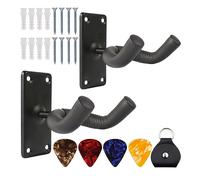 Evvmnaks 2-Pack - Supporto per chitarra, gancio per chitarra, supporto per chitarra, in acciaio, nero + supporto da parete per chitarra elettrica e acustica