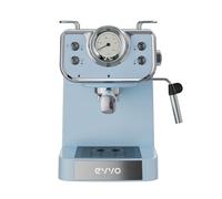 EVVO Caffettiera Espresso Intensa Retro Blu - Macchina da caffè Espresso, 15 bar, 950 W, Acciaio Inossidabile, Braccio Doppio, Thermos Block, Preriscaldato Rapido, 1,5 L, Vaporizzatore, Portafiltro