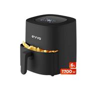 EVVO Friggitrice ad aria senza olio da 6 l, 1700 W, ciotola antiaderente, tecnologia Dual Cyclone, multifunzione, cottura, disidrata, scongelamento, fino a 200 gradi, spegnimento automatico (colore: